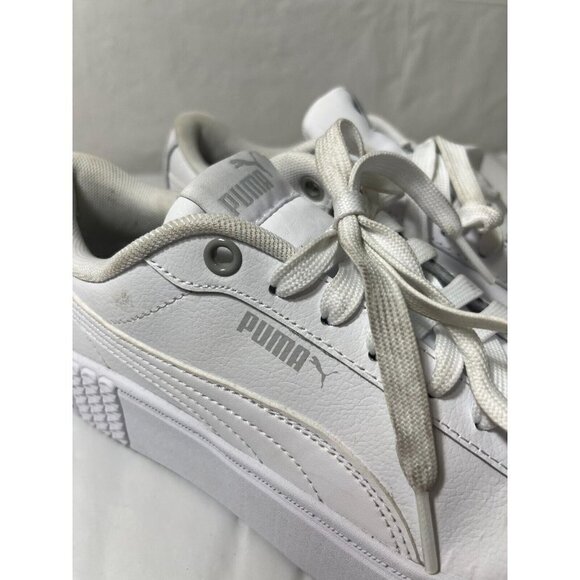 PUMA Smash Platform V2 Triple White Women's Sneakers Size 8 - Picture 15 of 16